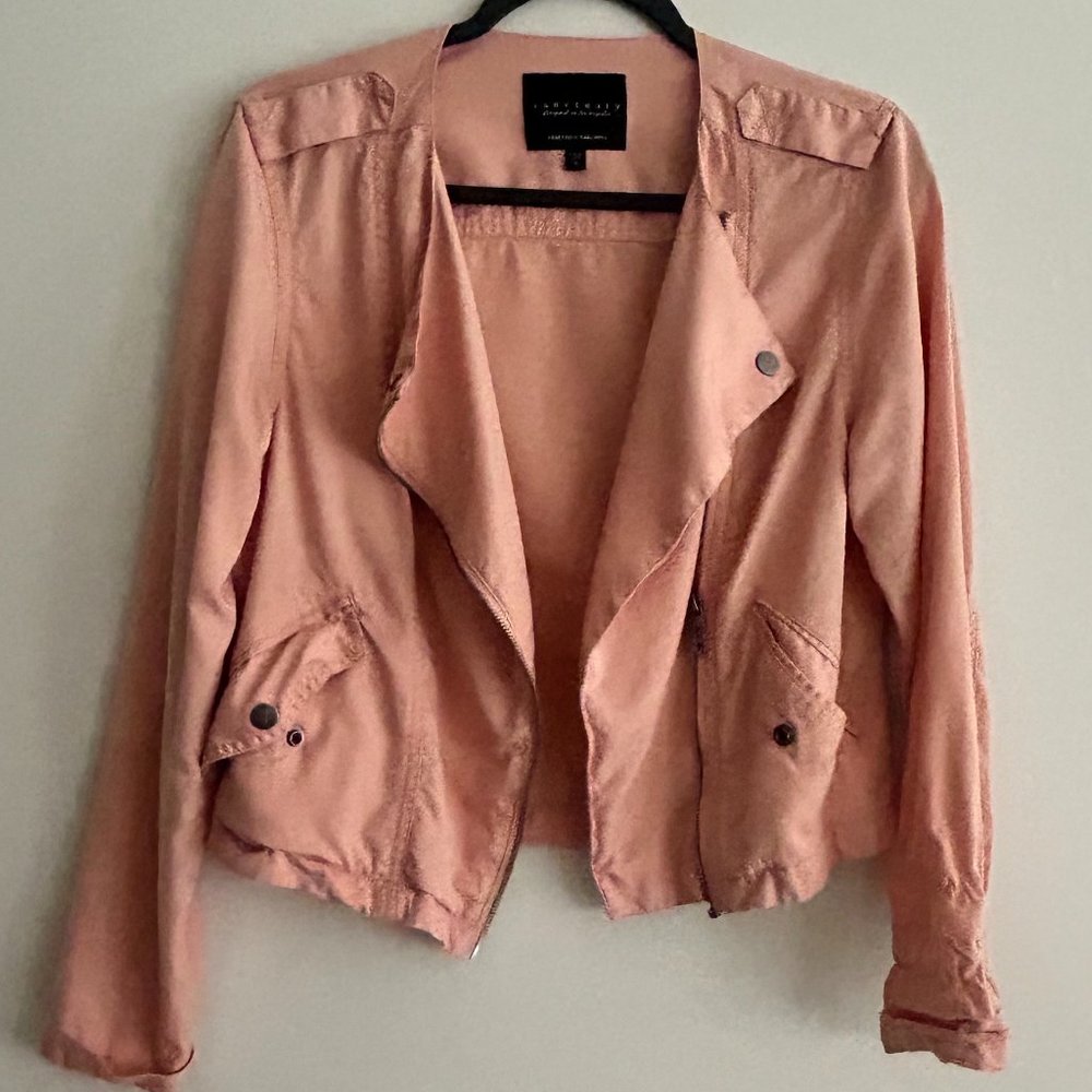 Sanctuary Lyocell Blend Pink Moto Jacket (Small)